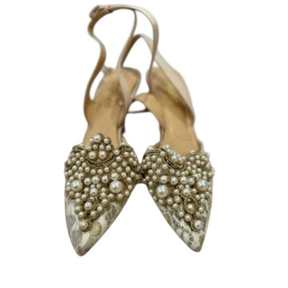J.Renee Cream and Gold Heels with Pearl Embellishments - Picture 3 of 9